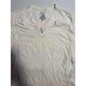 George Men's White V-Neck T-Shirts L Cotton Blend Undershirt Lot of 2